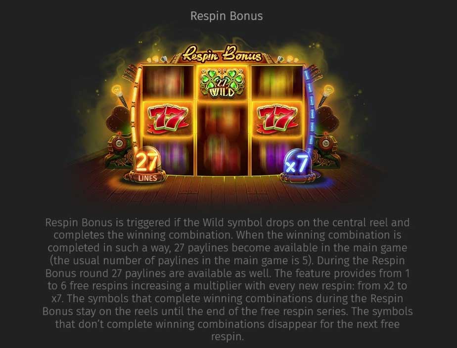 Mechanical Clover slot game respin bonus